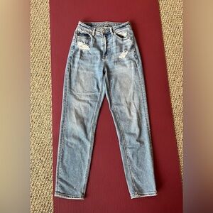 American Eagle Mom Straight Jean Denim Size 0 Distressed AE Comfort Women’s